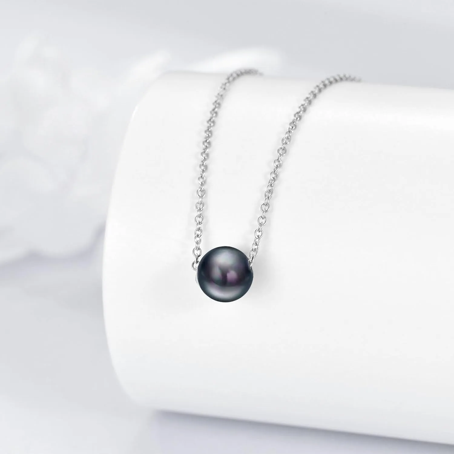 925 Sterling Silver Black Pearl Necklace Choker Jewelry Birthday Gifts for Women