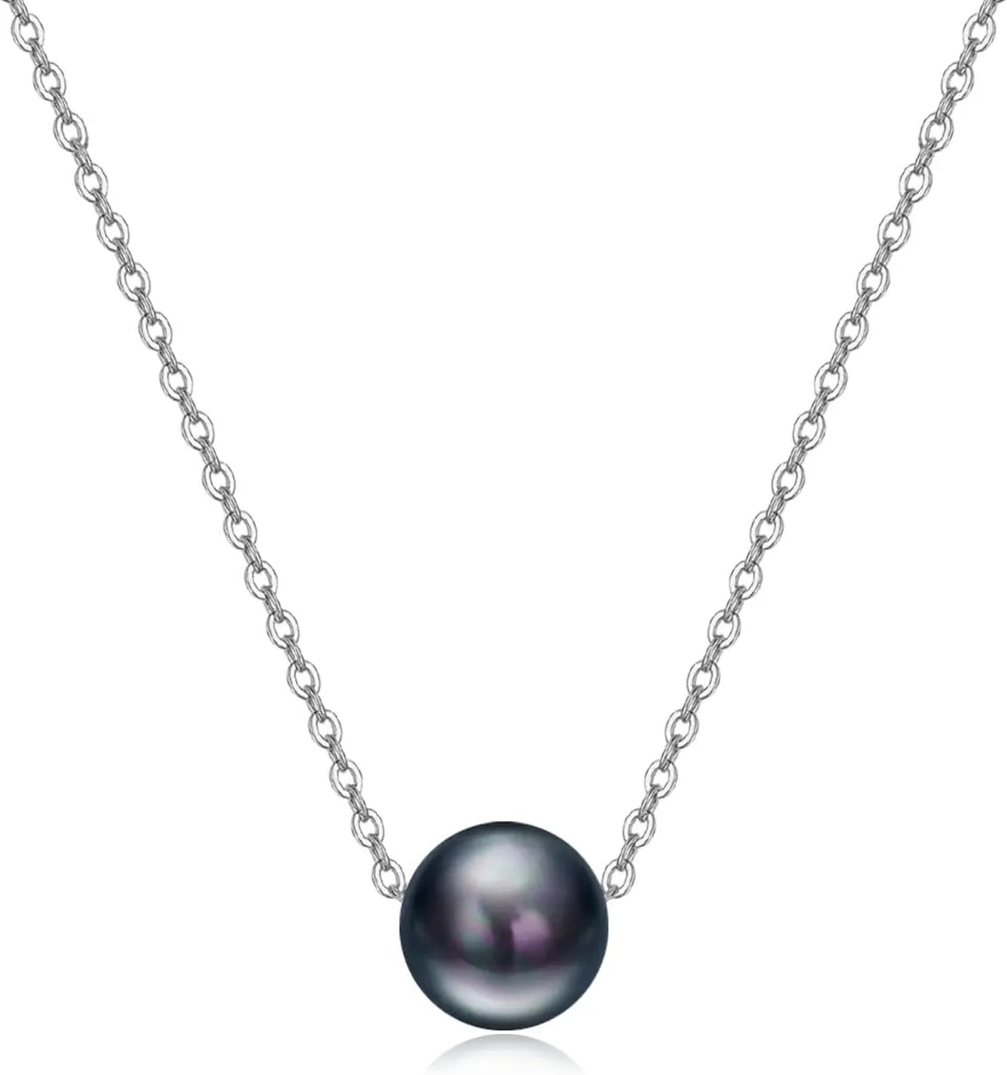925 Sterling Silver Black Pearl Necklace Choker Jewelry Birthday Gifts for Women