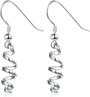 925 Sterling Silver Cute Exquisite Dangle Earrings Curve Twist Shape Spiral Dangle Stud Earrings for Women Birthday Gift