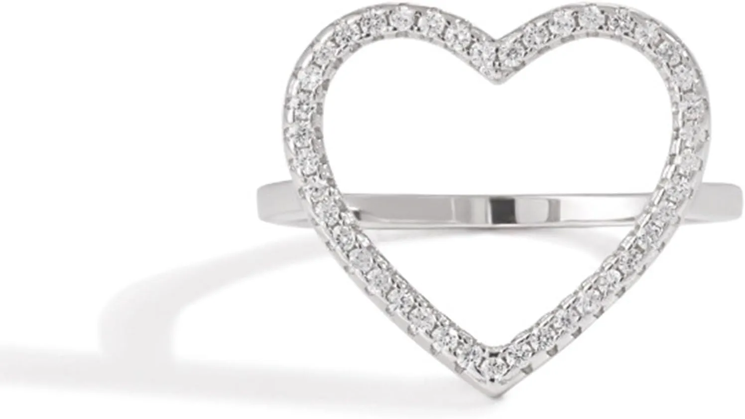 925 Sterling Silver Heart CZ Promise Ring for Women 14K Gold Plated Hollow Shiny Elegant Rings to Daughter Mother Dainty Stackable Ring Jewelry 2025 Graduation Gifts for Her Size 5-12