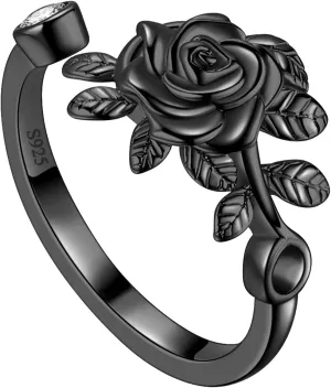 925 Sterling Silver Rose Flower Ring - Adjustable, Elegant Promise Ring for Women & Girls - Perfect for Birthday & Wedding Gifts