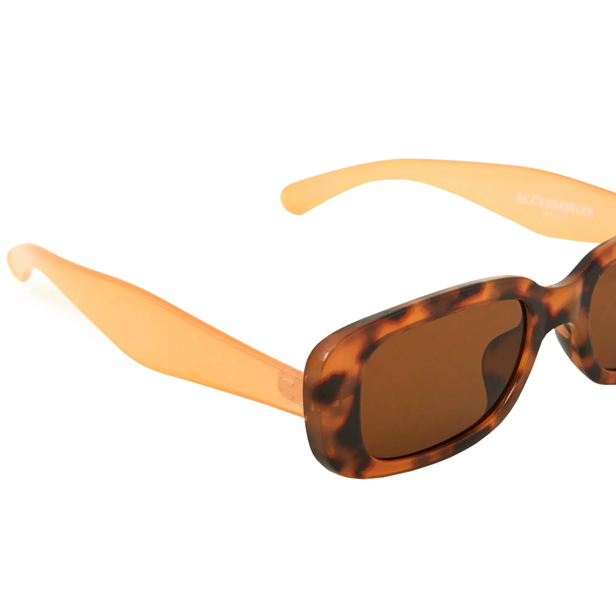 Accessorize London Women's Rectangle Milky Tortoiseshell Sunglasses