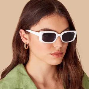 Accessorize London Women's White Soft Rectangle Sunglasses