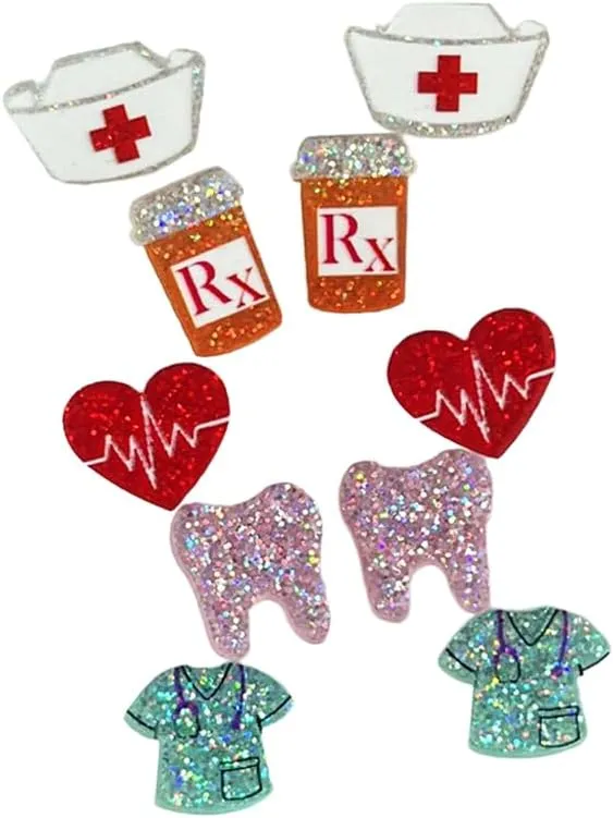 Acrylic Nurse Stud Earrings for Women Nurse Doctor Gifts Nurse Week Party Favors Nurse's Hat Uniform Dangle Earrings Appreciation Graduation Cna Gift for Medical Student