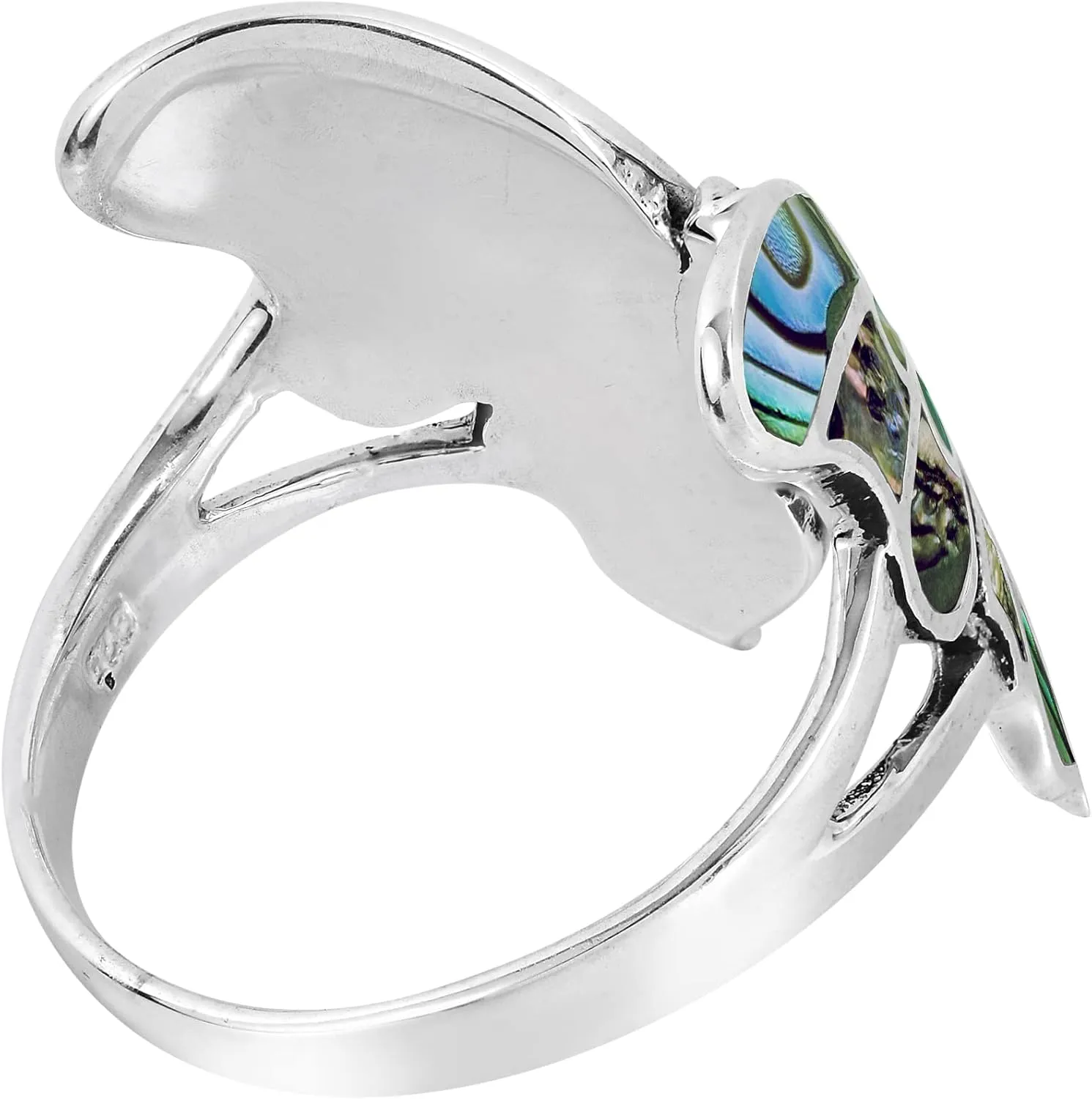AeraVida Exotic Graceful Butterfly Abalone Shell Inlay .925 Sterling Silver Ring | Butterfly Rings for Women | Ring Size 5 To 10 Silver | Abalone Shell Ring | Sterling Silver Ring
