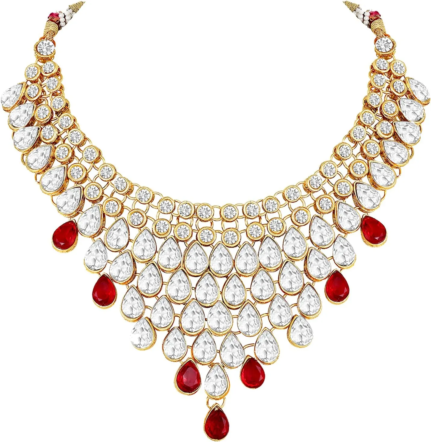 Aheli Exquisite Wedding Party Wear Faux Kundan Studded Necklace with Maang Tikka Set Indian Ethnic Traditional Jewellery Gift for Women