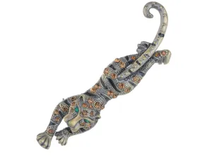 Alilang Golden Tone Clear Crystal Colored Rhinestones Black Striped Tiger Brooch Pin Topaz