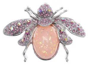 Alilang Shine Pink Crystal Rhinestone Gem Abdomen Fly Bee Bug Brooch Pin Pendent