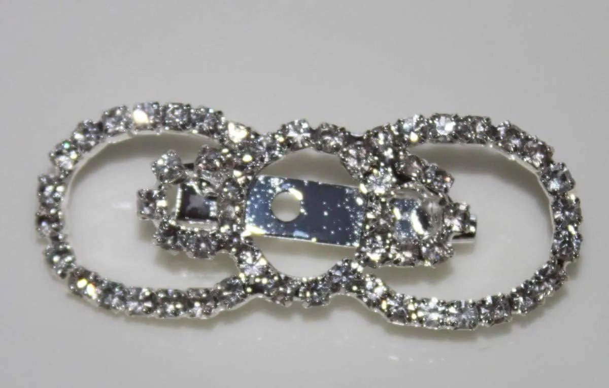 Amazing Silver with Rhinestones Studded Brooch with Pin - Set of 6 Brooches