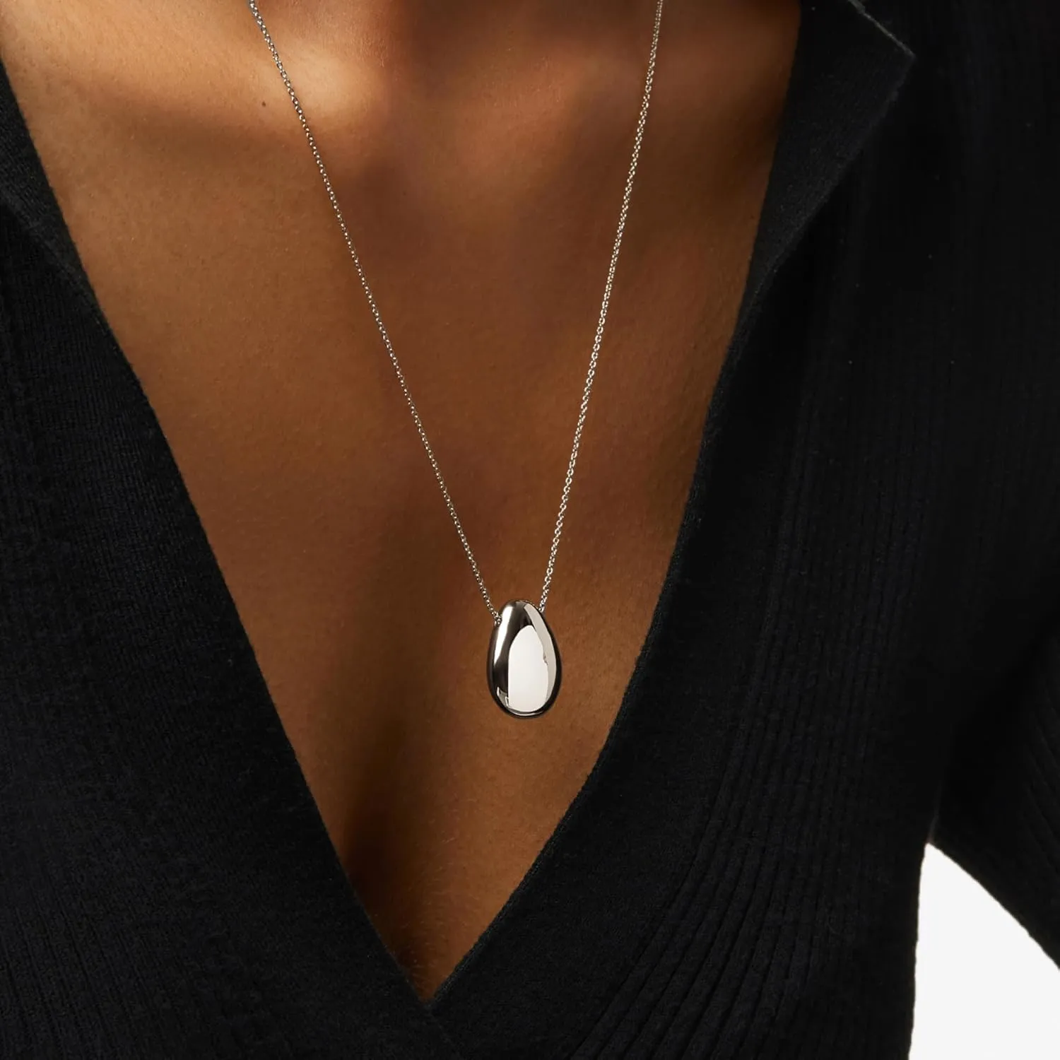Ana Luisa Pebble Pendant Necklace for Women - 14K Gold Plated and Silver Rhodium Plated Trendy Small & Mini Teardrop Necklace with Lobster Clasp - Hypoallergenic, Water-Resistant, Tarnish-Free Jewelry