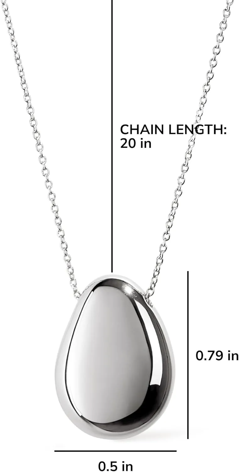 Ana Luisa Pebble Pendant Necklace for Women - 14K Gold Plated and Silver Rhodium Plated Trendy Small & Mini Teardrop Necklace with Lobster Clasp - Hypoallergenic, Water-Resistant, Tarnish-Free Jewelry