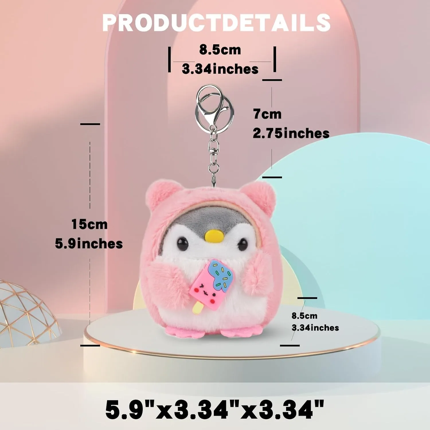Anboor 2 Pcs Penguin Plush Keychain, Cute Stuffed Animal Keychain for Backpack, Purse, Handbag, Car Keys