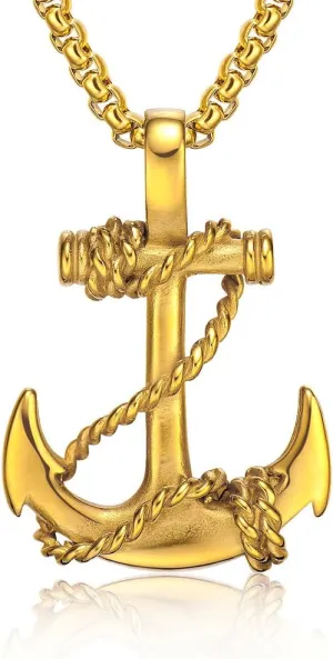 Anchor Pendant Nautical Pirate Necklace Cool Vintage for men Included 22'chain