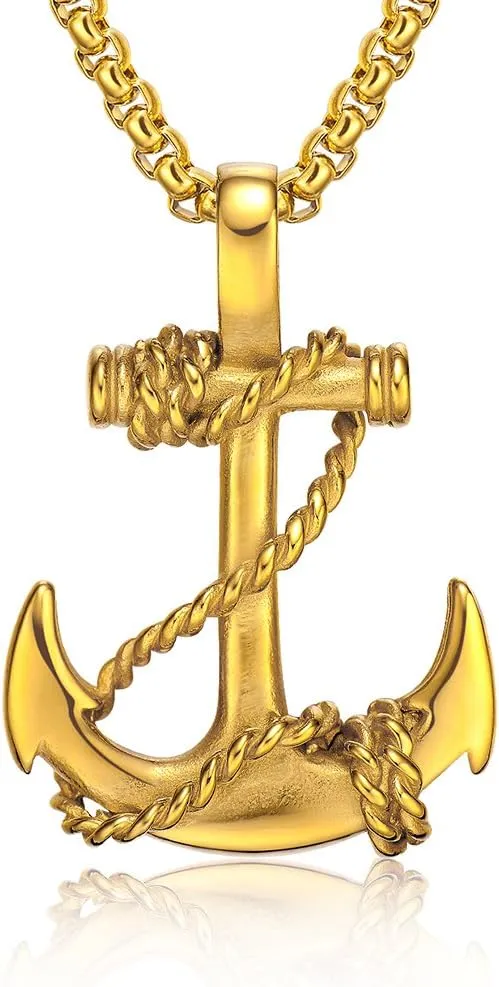 Anchor Pendant Nautical Pirate Necklace Cool Vintage for men Included 22'chain