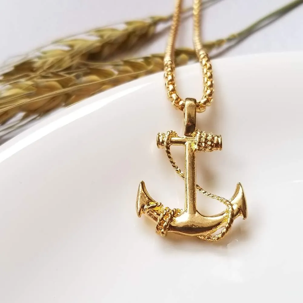 Anchor Pendant Nautical Pirate Necklace Cool Vintage for men Included 22'chain