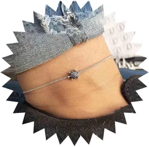 Andelaisi Boho Sea Turtle Ankle Bracelet Vintage Turtle Anklet Bracelet Silver Turtle Chain Anklet Minimalism Turtle Anklet Foot Chain Animal Jewelry for Women
