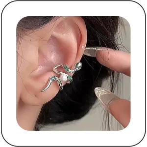 Andelaisi Boho Snake Pearl Ear Cuff Earrings Vintage Serpent Cuff On Gold Spirit Wrap Hoop No Piercing Clip Jewelry for Women