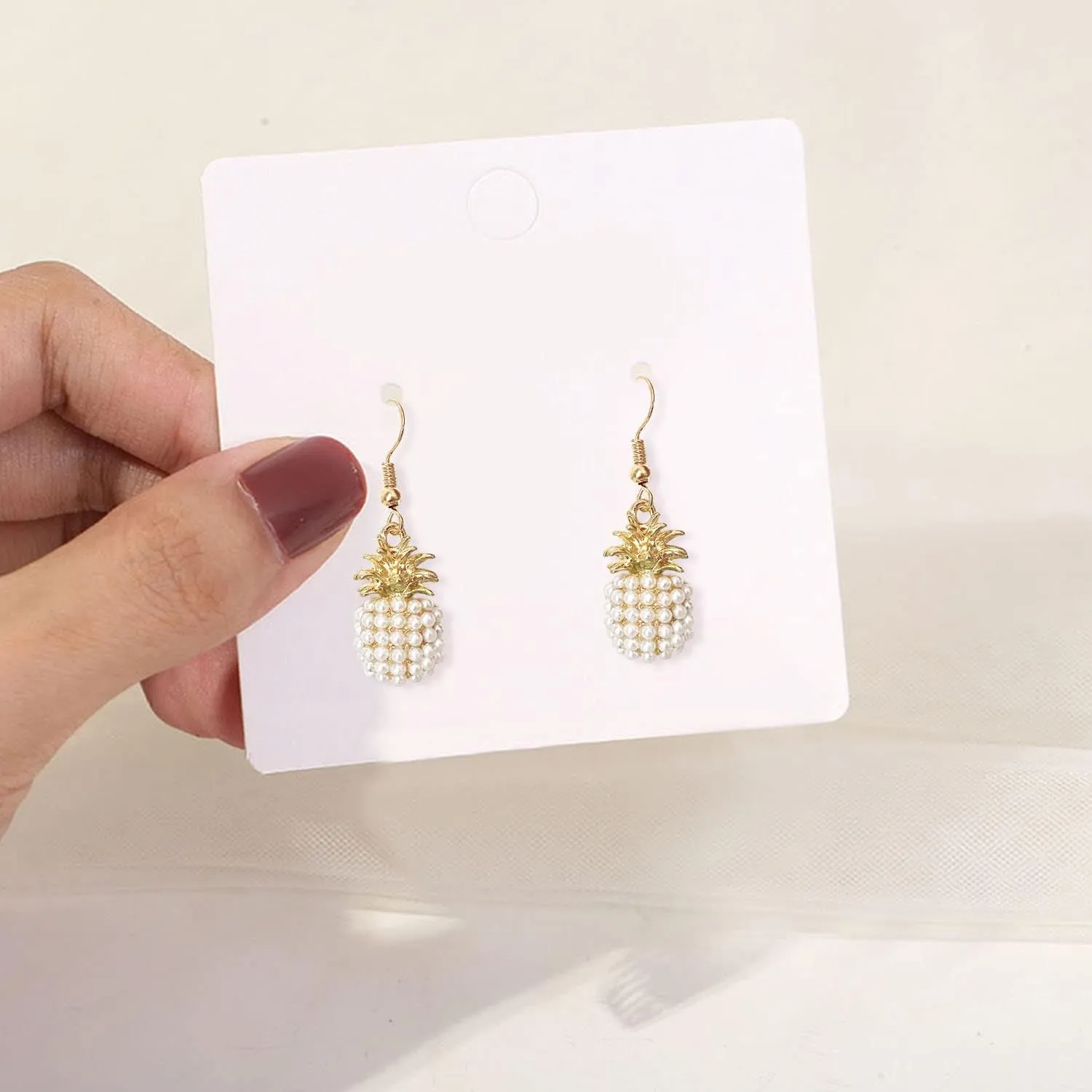 ANDPAI Unique Handmade Classic Imitation Pearl Pineapple Stud Earrings Pearl Fruit Dangle Drop Earrings for Women Lovely Female Fashion Statement Earrings Jewelry
