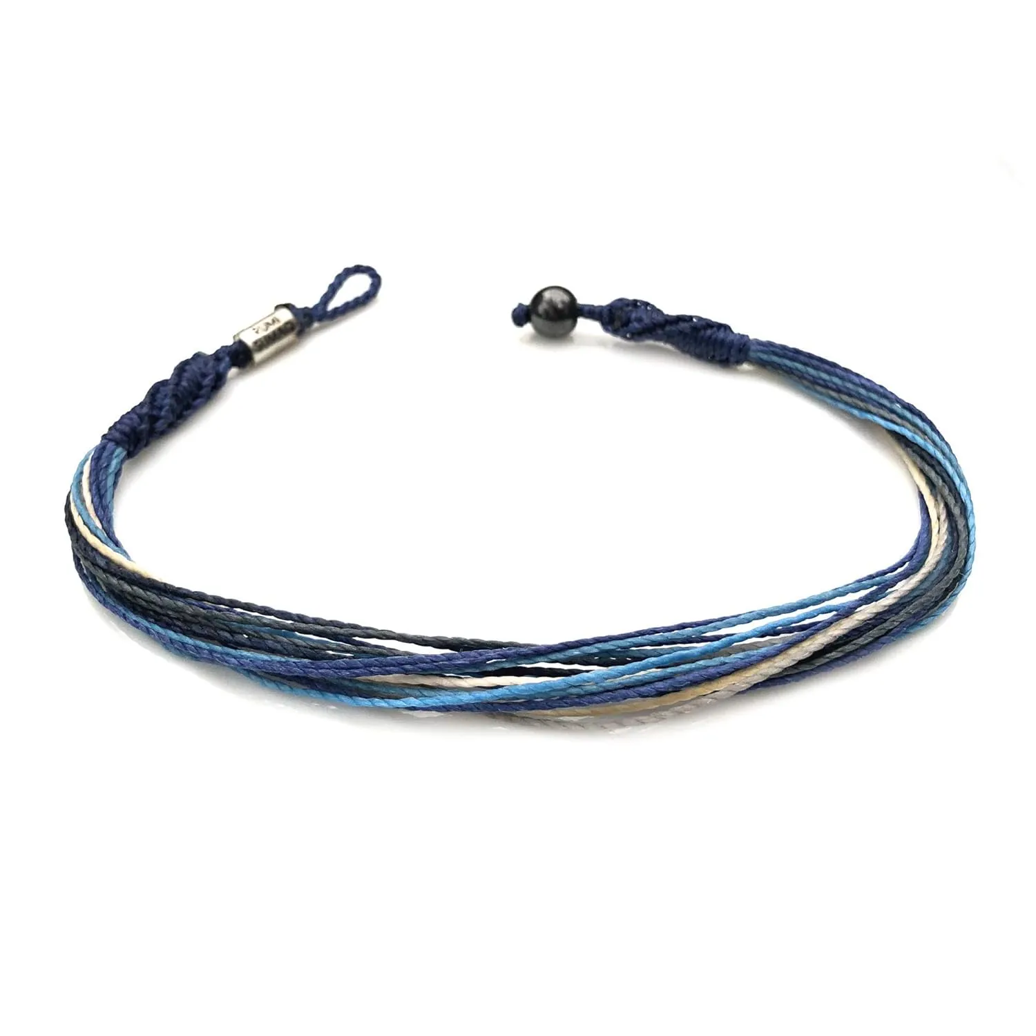 Ankle Bracelet Unisex Anklet with Hematite Stone for Men and Women - Handmade Woven Knot Surfer Beach Jewelry