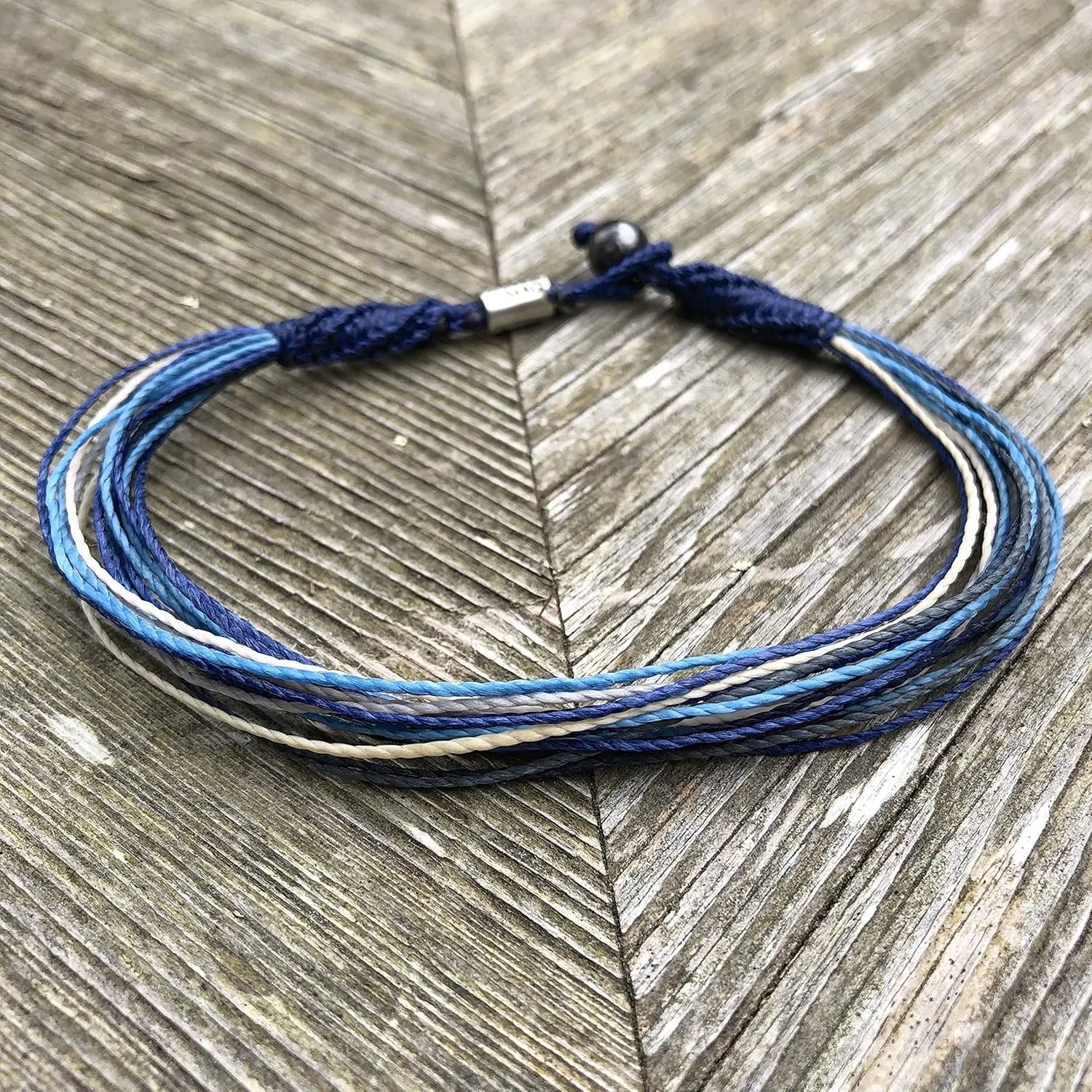 Ankle Bracelet Unisex Anklet with Hematite Stone for Men and Women - Handmade Woven Knot Surfer Beach Jewelry