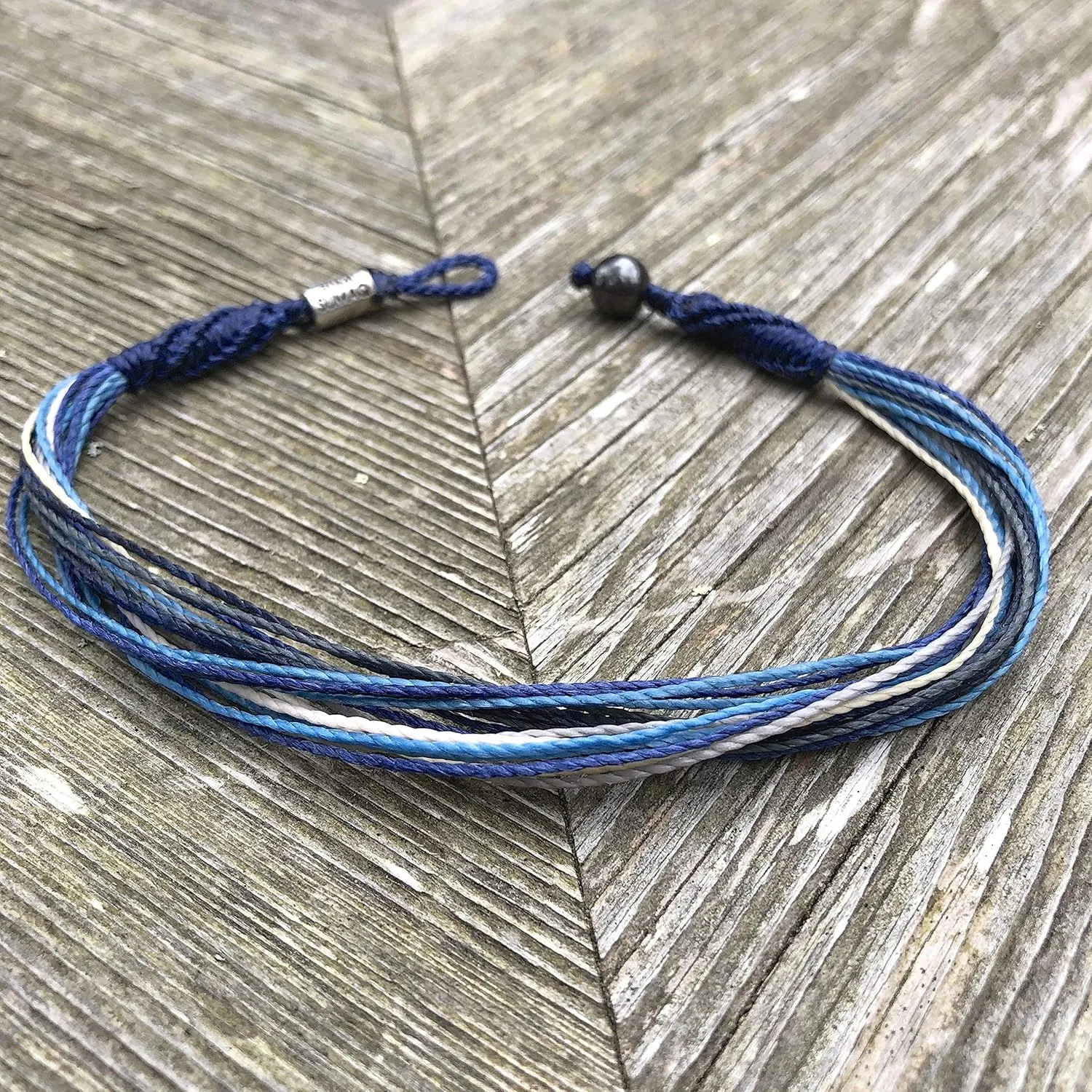 Ankle Bracelet Unisex Anklet with Hematite Stone for Men and Women - Handmade Woven Knot Surfer Beach Jewelry