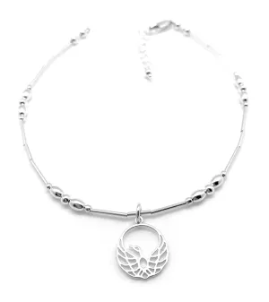 Anklet Phoenix Sterling Silver Beach Gift Rise Above Rebirth a Symbol of New Beginnings (Average 8 1/2" to 10")