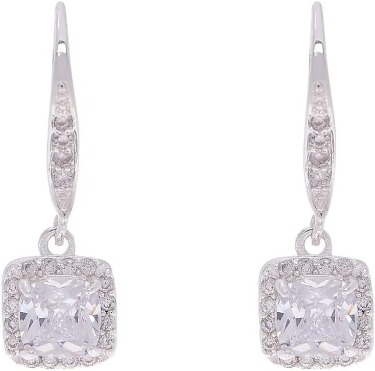 Anne Klein Flawless Silver-Tone & Cubic Zirconia Leverback Drop Earrings