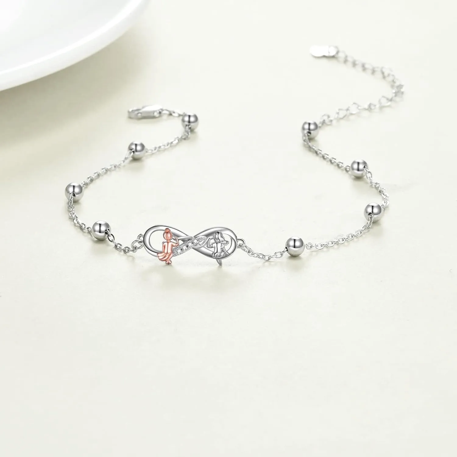 AOBOCO Sisters Bracelet Sterling Silver 2 Sister Anklets Jewelry Gifts for Women
