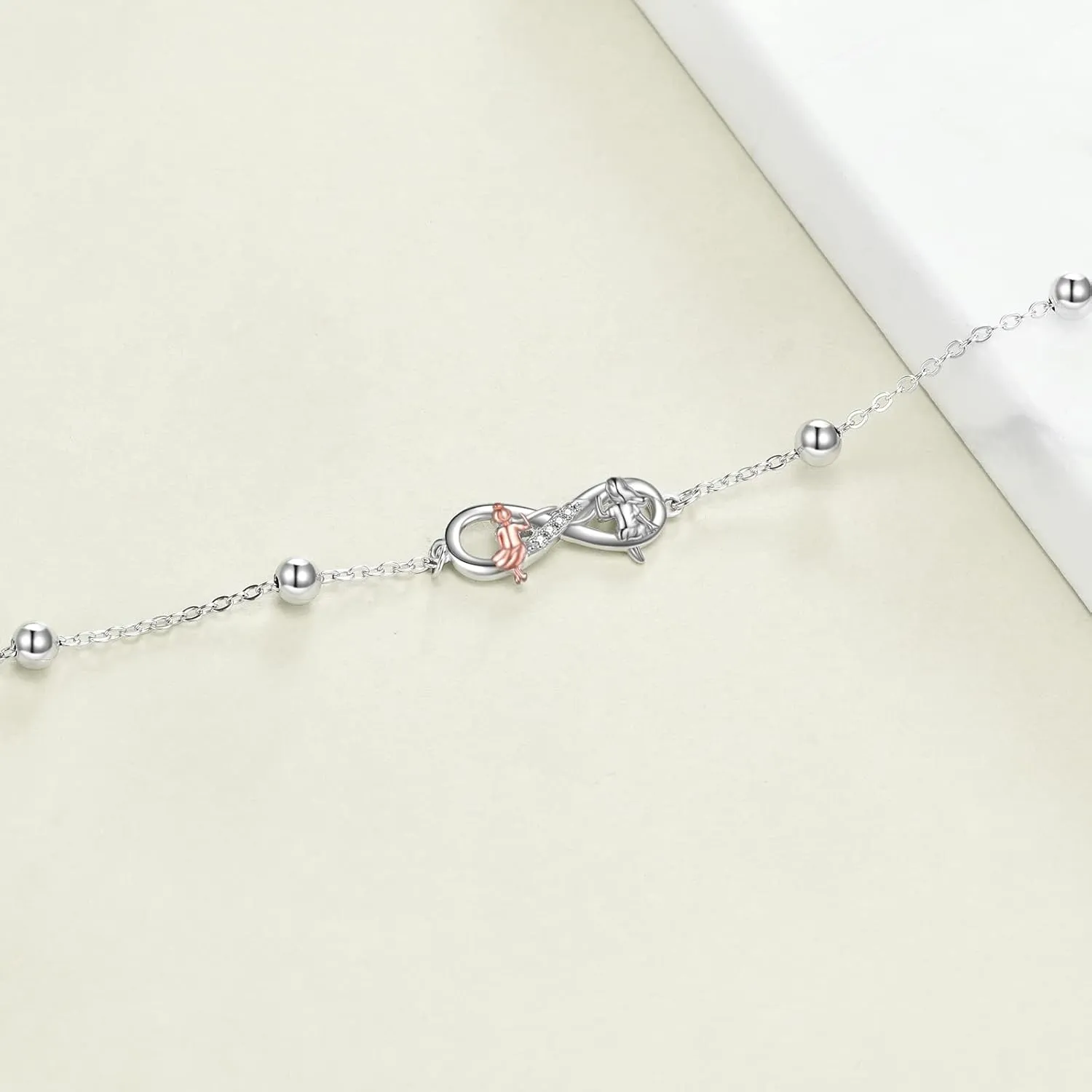 AOBOCO Sisters Bracelet Sterling Silver 2 Sister Anklets Jewelry Gifts for Women