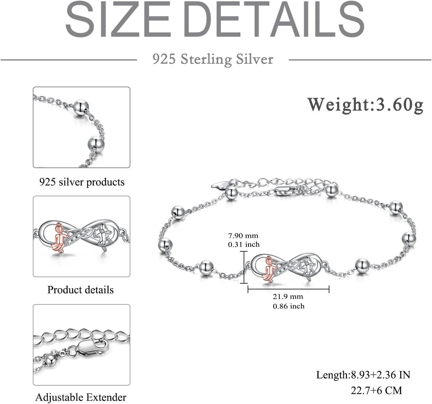 AOBOCO Sisters Bracelet Sterling Silver 2 Sister Anklets Jewelry Gifts for Women