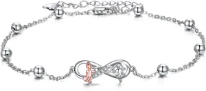 AOBOCO Sisters Bracelet Sterling Silver 2 Sister Anklets Jewelry Gifts for Women