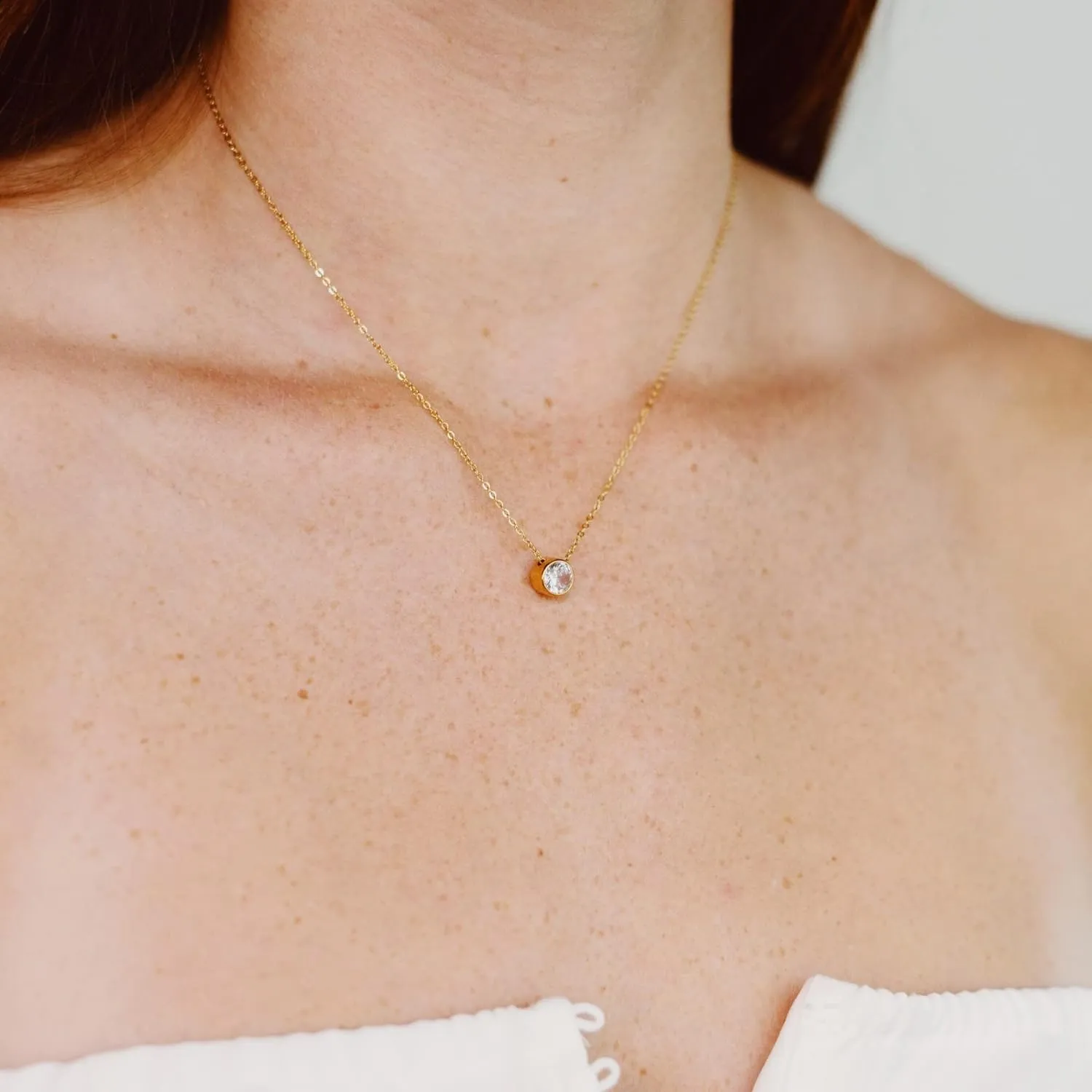 Ava Riley Dainty Necklace for Women,14K Real Gold Plated Silver Simple Necklace for Women, Pearl Lock Bar Karma Circle Trendy Choker Jewelry