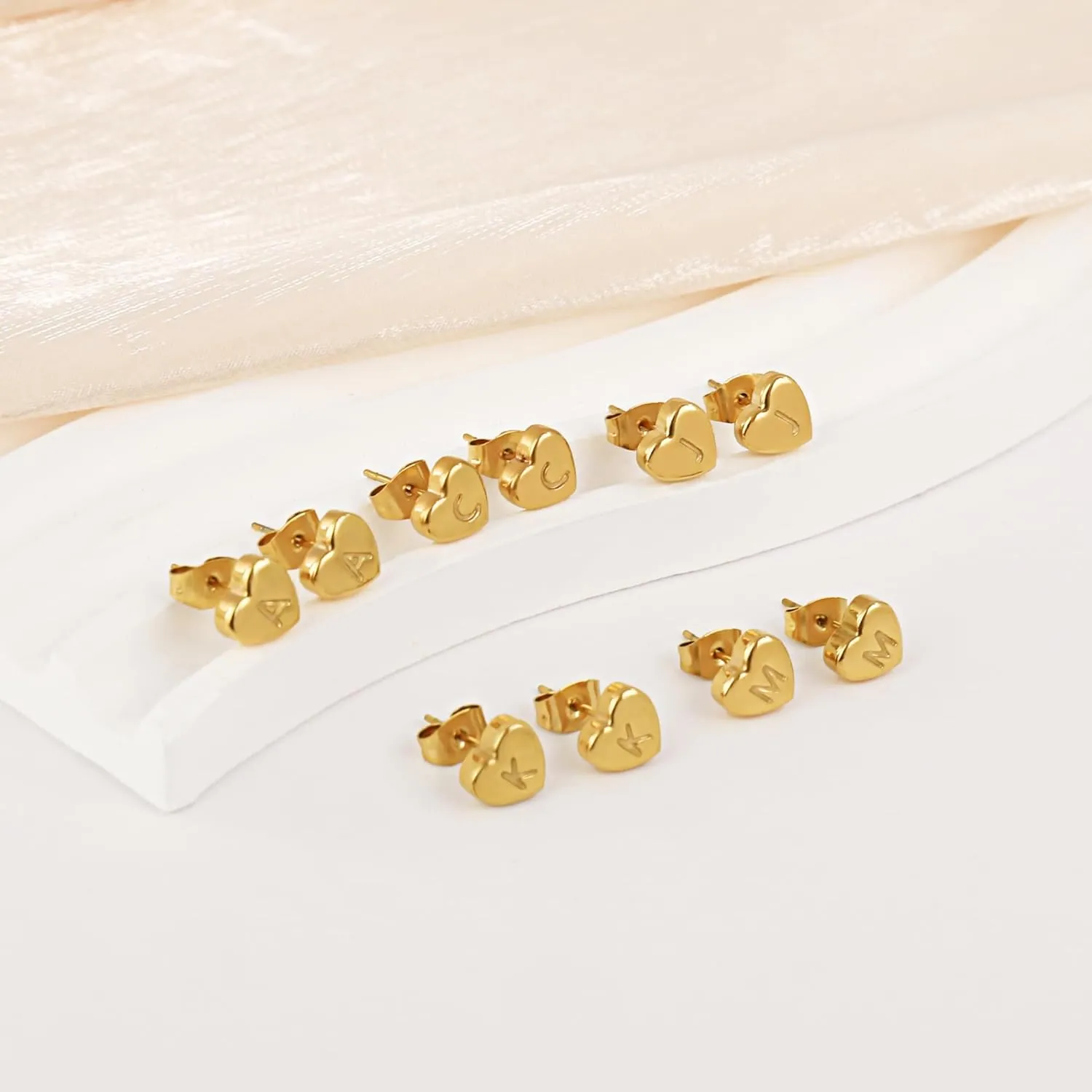 BAYLAY Heart Initial Stud Earrings for Girls Women - 18K Gold Plated Letter A-Z Initial Earrings Gold Heart Earrings for Women Teen Girl Gifts Trendy Stuff Womens Stocking Stuffers Gold Jewelry Gifts