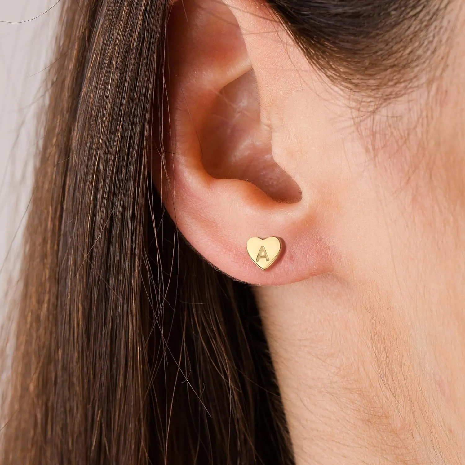 BAYLAY Heart Initial Stud Earrings for Girls Women - 18K Gold Plated Letter A-Z Initial Earrings Gold Heart Earrings for Women Teen Girl Gifts Trendy Stuff Womens Stocking Stuffers Gold Jewelry Gifts