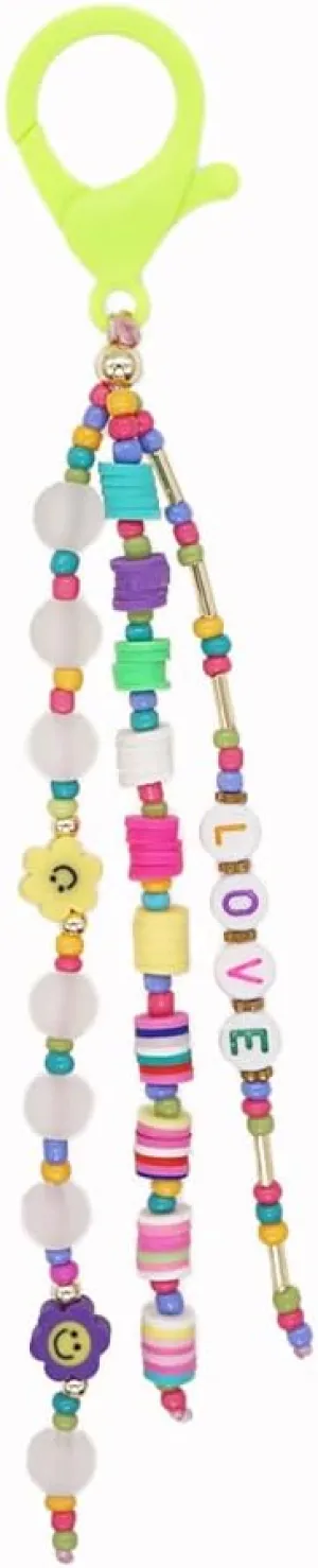Beaded Key Chains for Women Girls Colorful Beads Rainbow Acrylic Pearl Key Ring Charm Portable House Car Keys Rings Holder Purse Pendant Handbag Bag Charm Hanging Decorations Birthday Gift