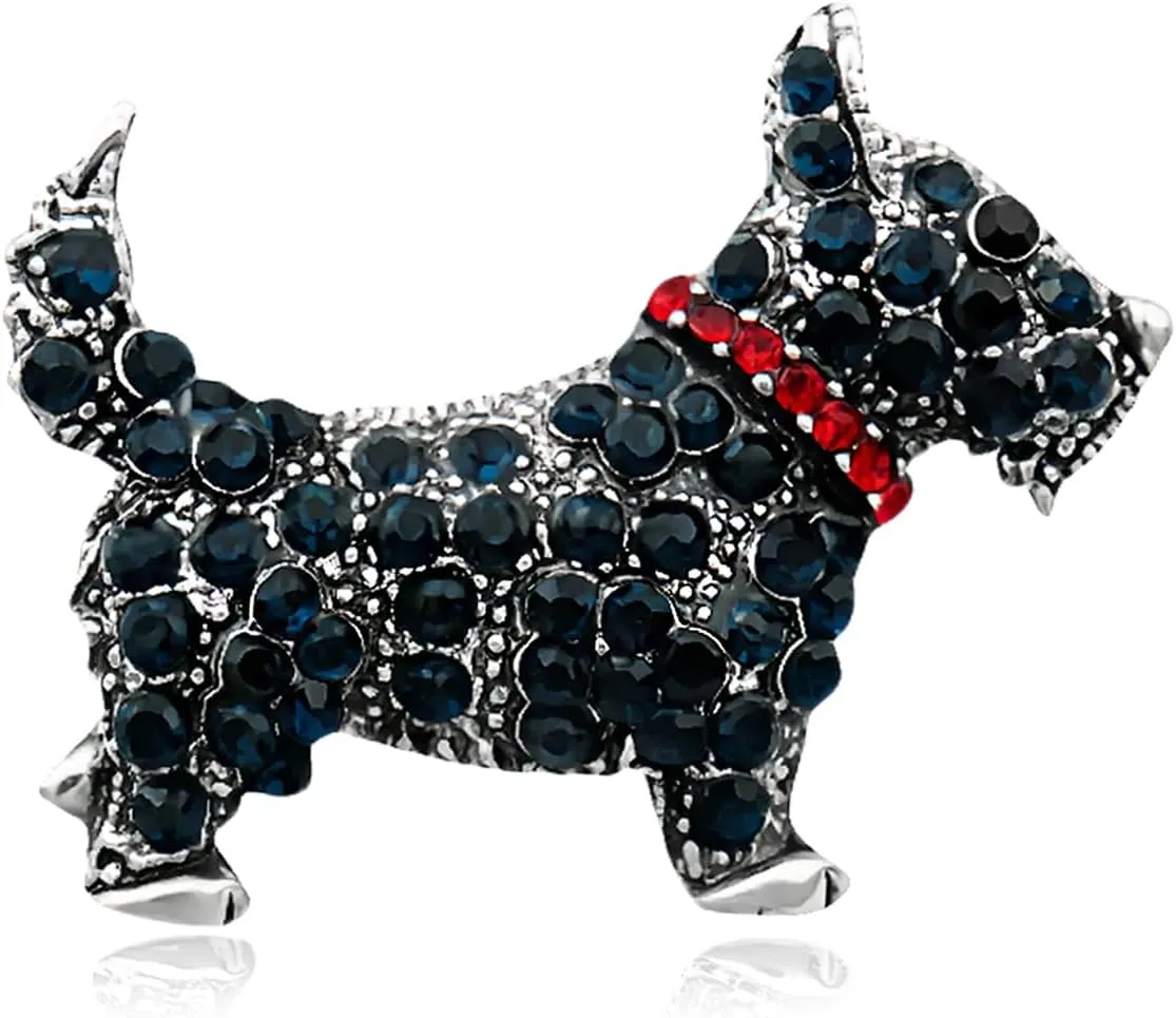 Beagle Scottish Terrier West Highland White Terrier Cute Simulated Pearl Poodle Dog Brooch Pin Rhinestone Animal Lapel Collar Jewelry Accessories Brooch Pin for Girl Women
