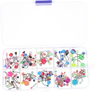 Beaupretty 110Pcs Body Jewelry Assorted Tongue Studs Rings Nose Piercings for Unisex Durable Elegant Body Decor Occasion present for Friends Family