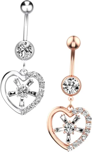 Belly Ring Set Zircon Navel Button Ring Belly Piercing Studs Elegant Comfortable Wear Safe for Skin for Summer