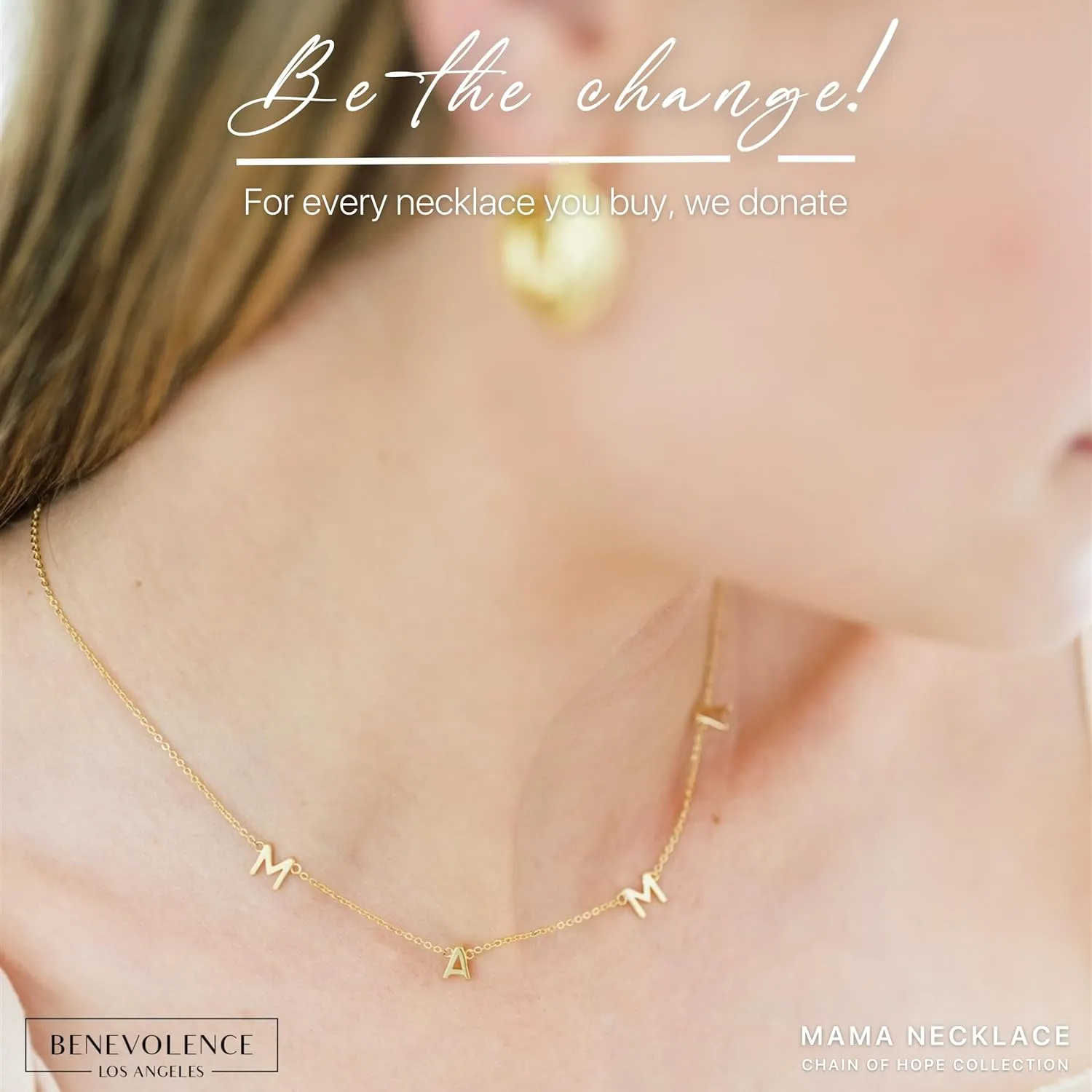Benevolence LA Mama Necklace, Gold Dipped Fashion Jewelry | Gifts for New Mom | Gold Mom Necklace | Birthday Gifts | Travel Accessories for Women, Designed in California