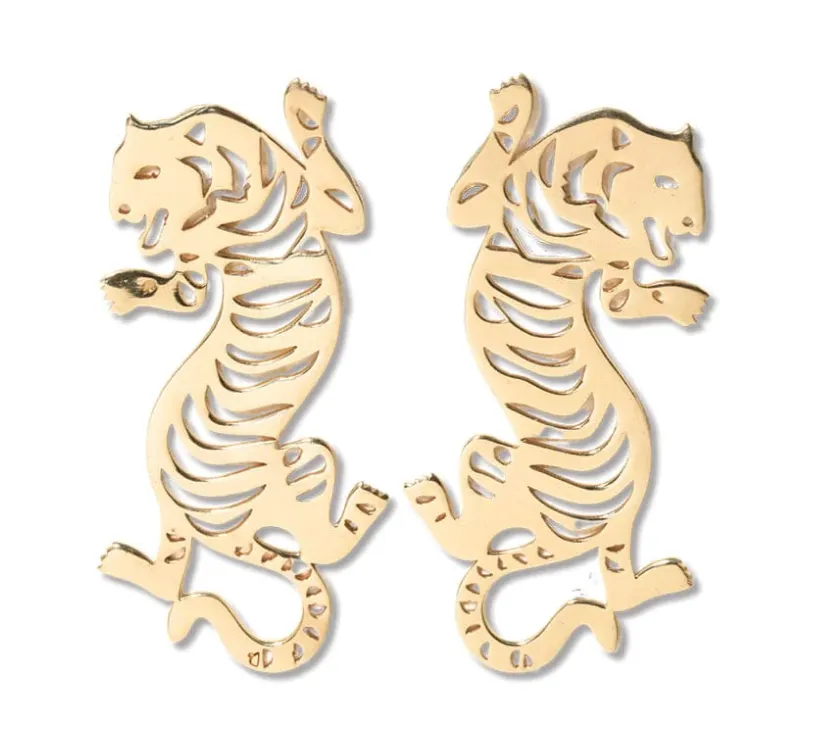 Bianca Tiger Drop Earrings Brass