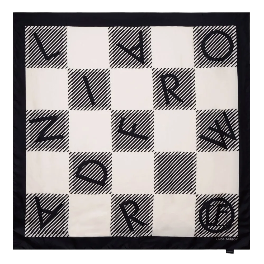 Black and White Logo Check Scarf 135cm