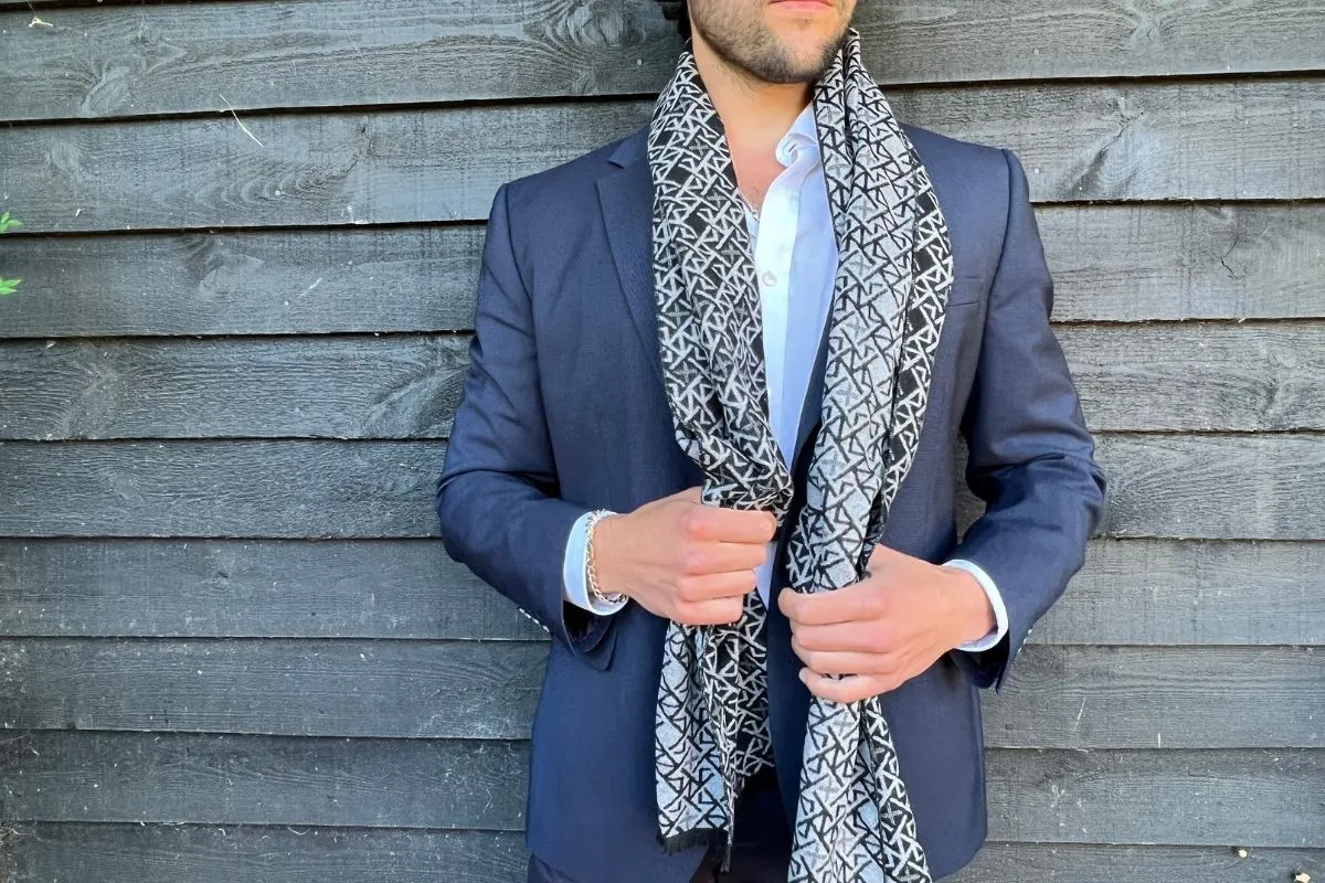 Black and White Squares Bamboo Scarf