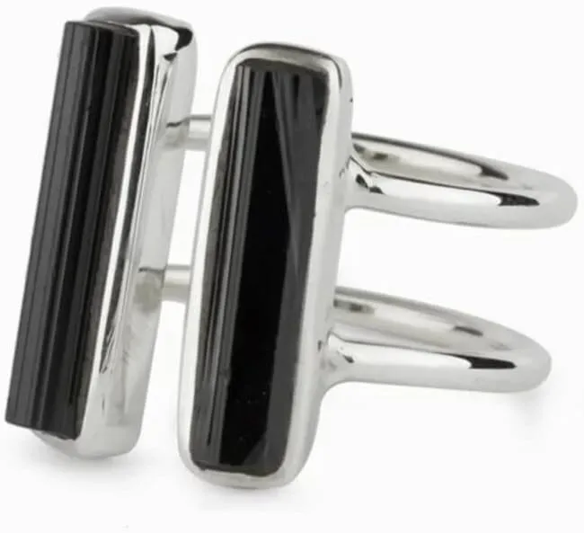 Black Tourmaline Ring Natural Gemstone 925 Solid Sterling Silver Handmade Ring