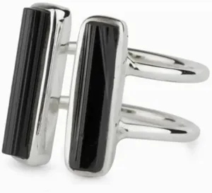 Black Tourmaline Ring Natural Gemstone 925 Solid Sterling Silver Handmade Ring