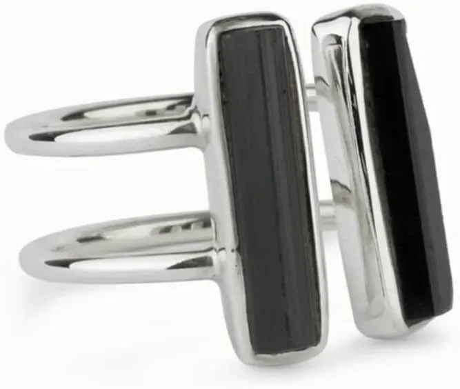 Black Tourmaline Ring Natural Gemstone 925 Solid Sterling Silver Handmade Ring