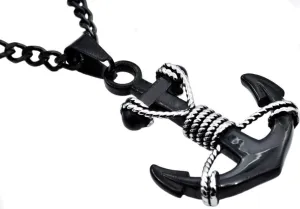 BlackJack Mens Anchor Pendant, 316L Stainless Steel Necklace White/Gold/Black/Blue with a 24 Curb Chain, Nautical Jewelry Gifts