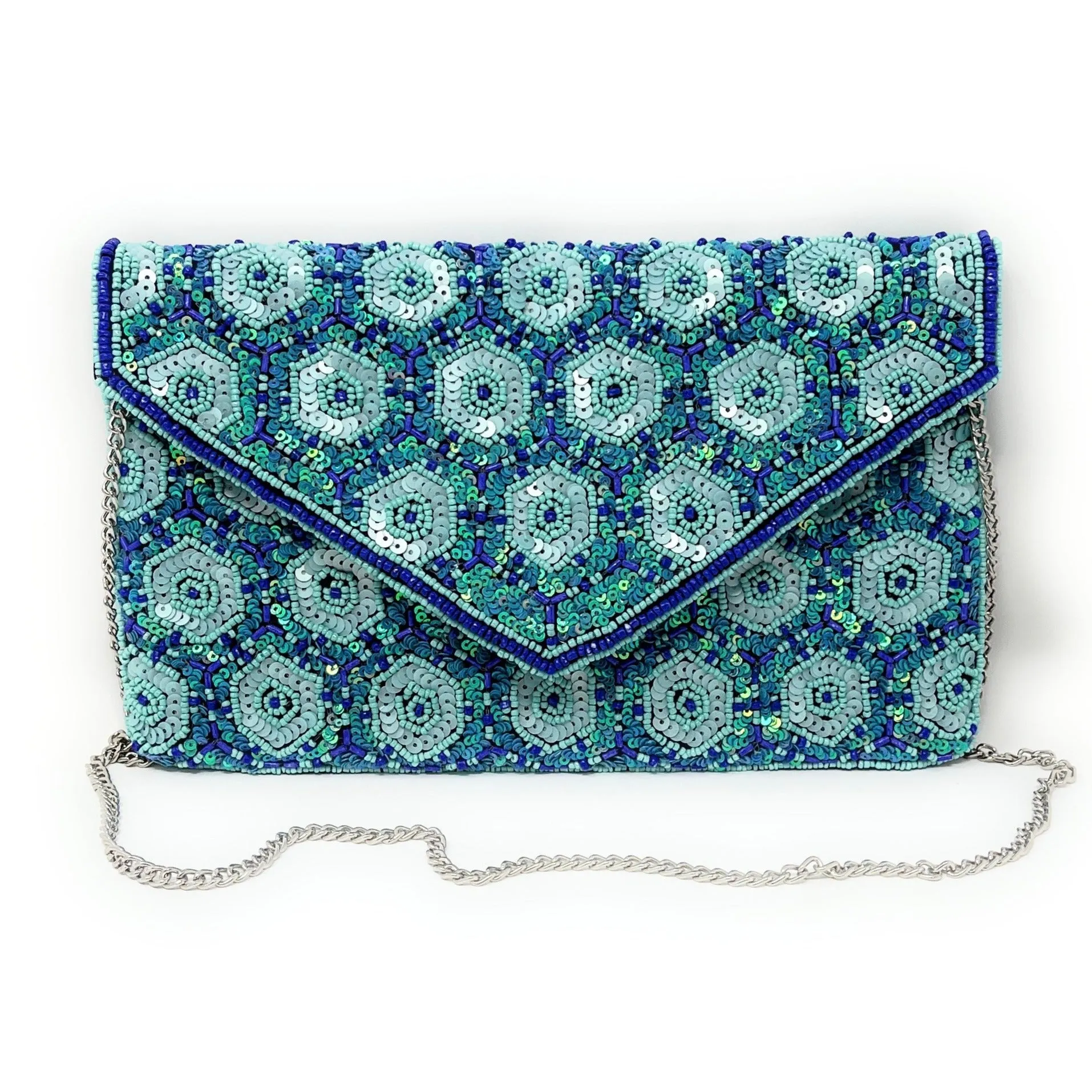 Bleu Beaded Clutch Purse