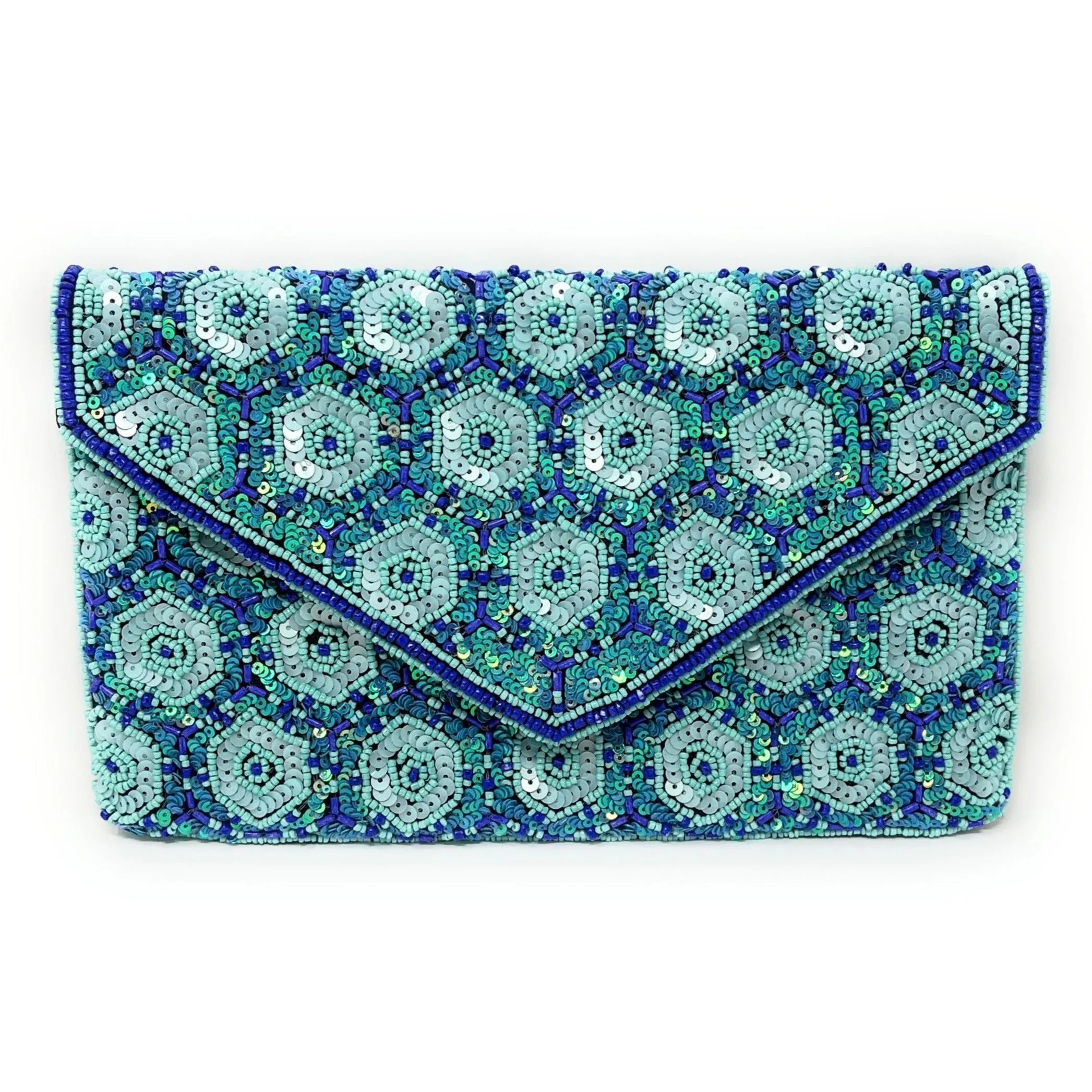 Bleu Beaded Clutch Purse