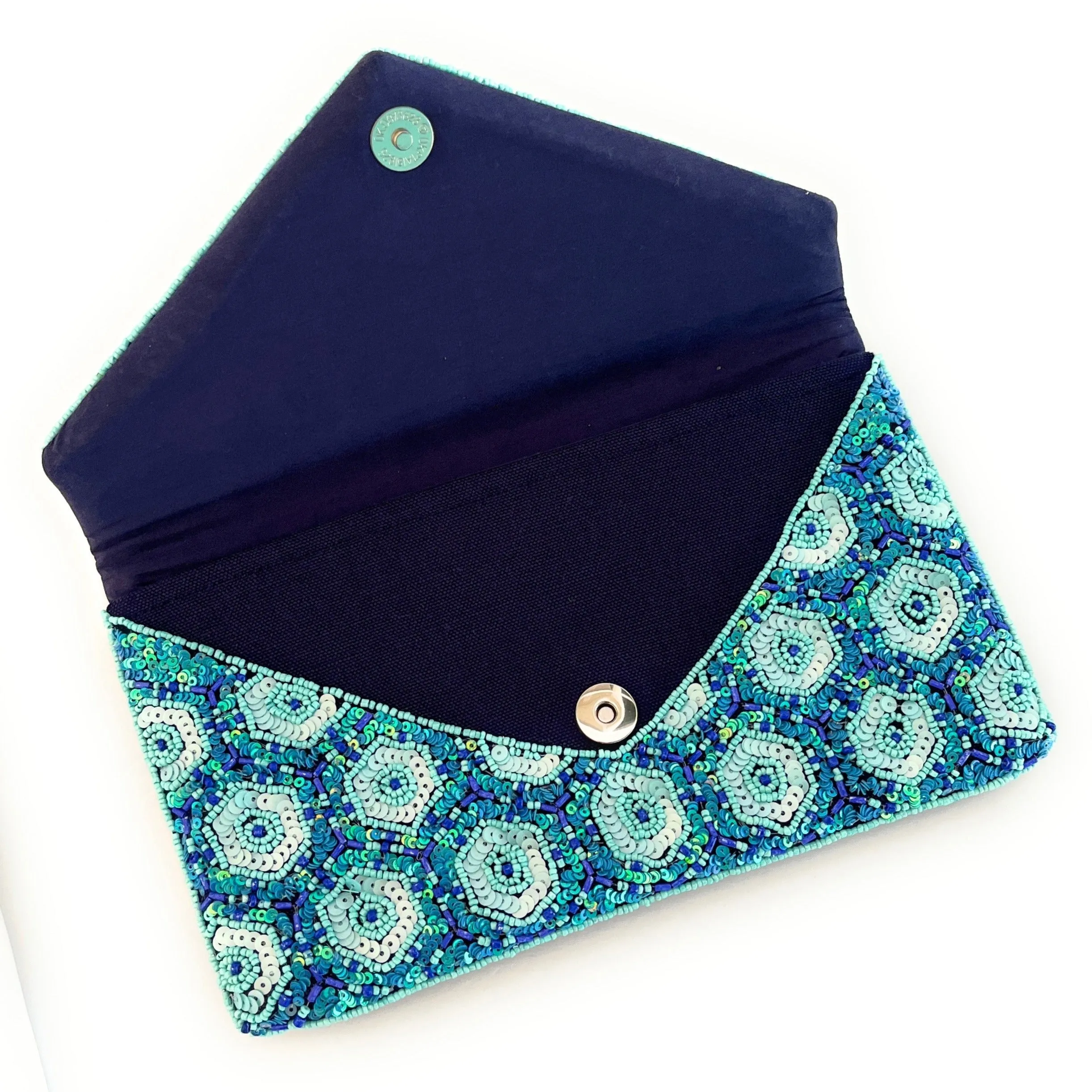 Bleu Beaded Clutch Purse