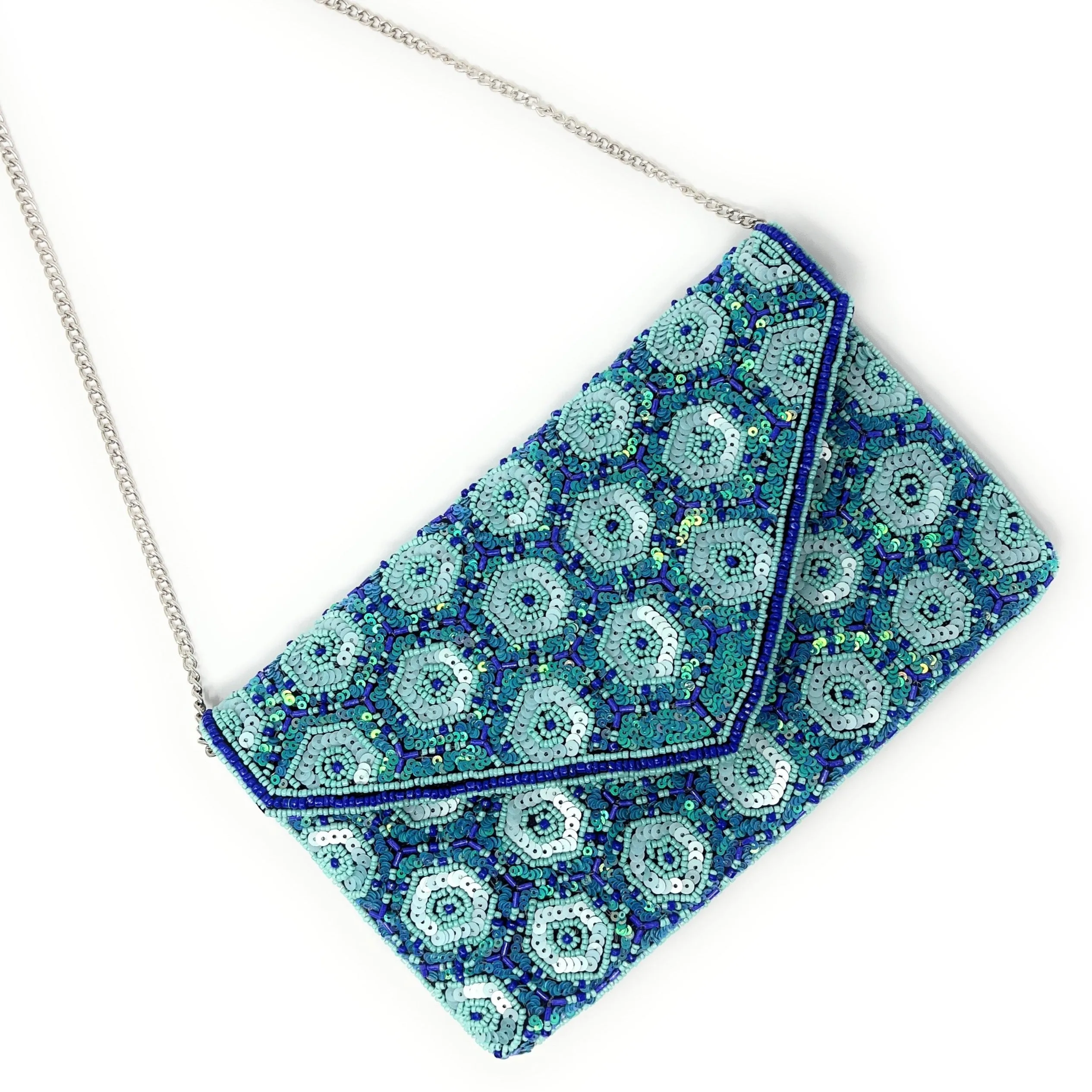 Bleu Beaded Clutch Purse